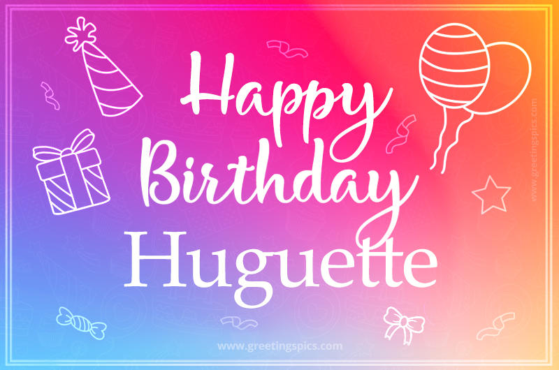 Colorful Happy Birthday Card For Huguette