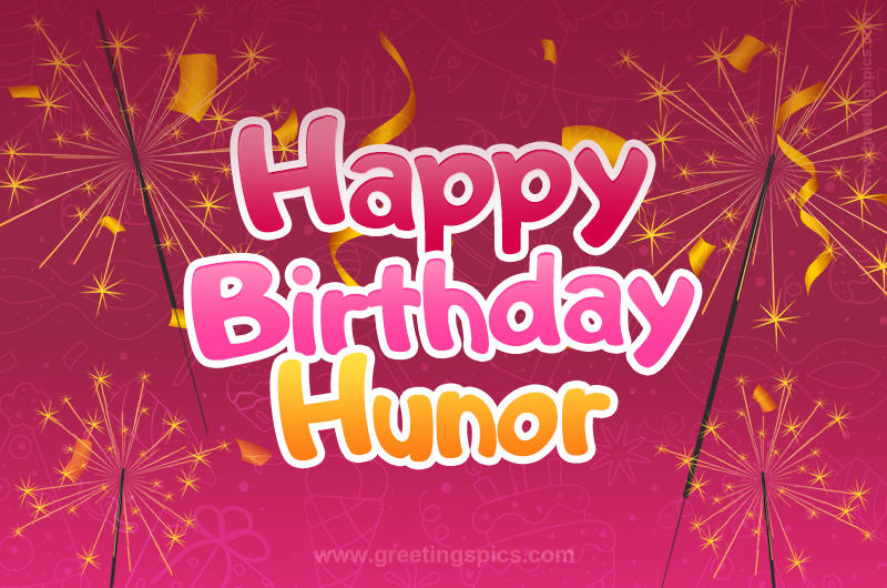 Happy Birthday Hunor Image with sparklers