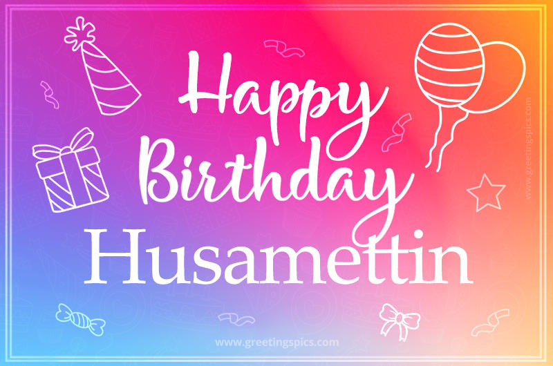 Colorful Happy Birthday Card For Husamettin