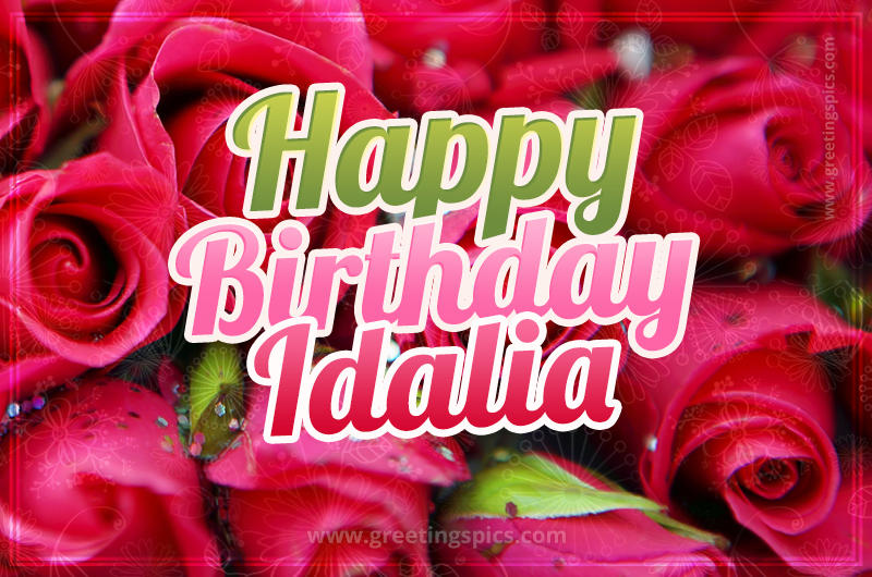 Happy Birthday Idalia beautiful Image with red roses