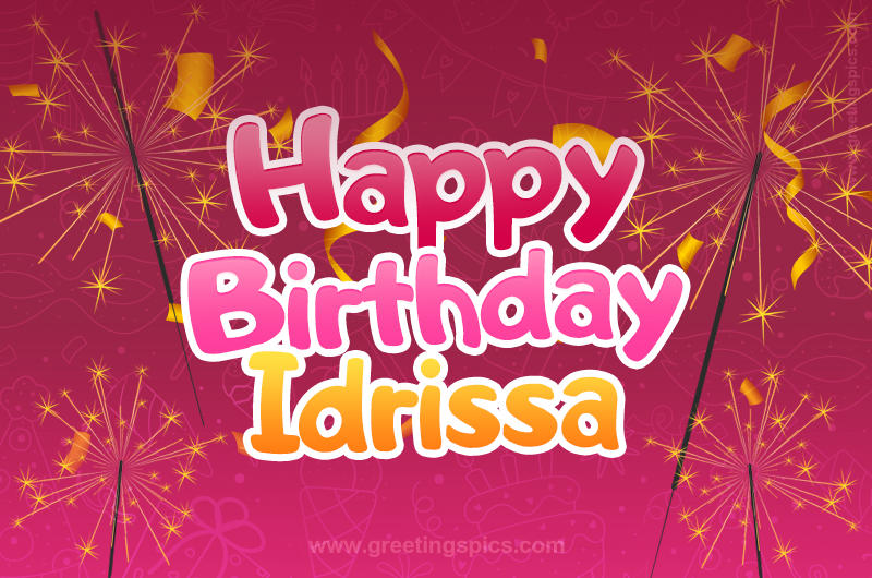 Happy Birthday Idrissa Image with sparklers