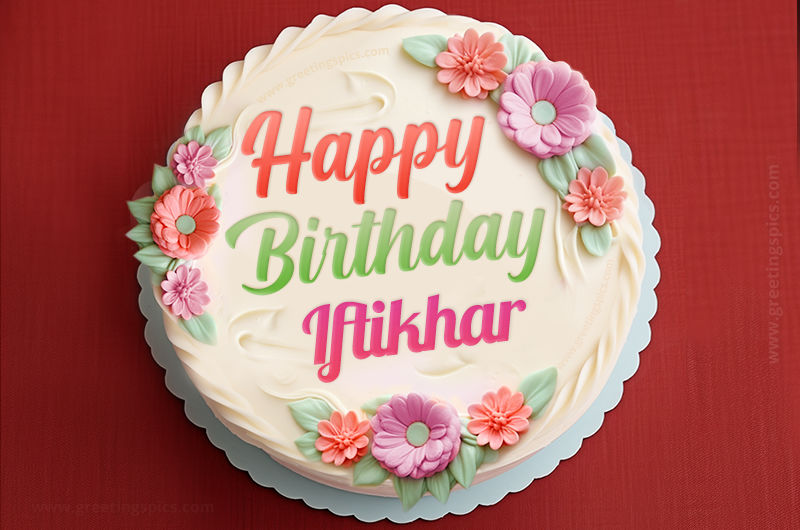 Happy Birthday Iftikhar Cake Image With Name