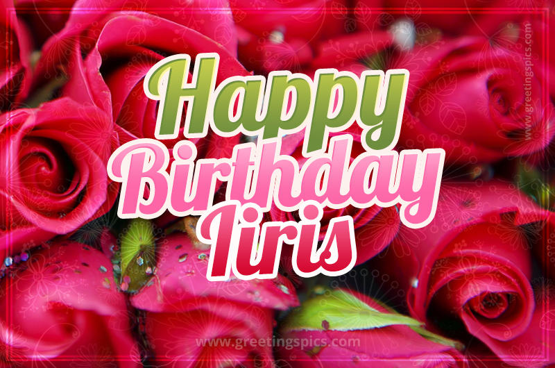 Happy Birthday Iiris beautiful Image with red roses