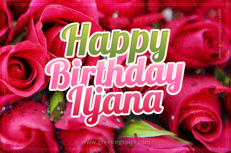 Happy Birthday Iljana beautiful Image with red roses