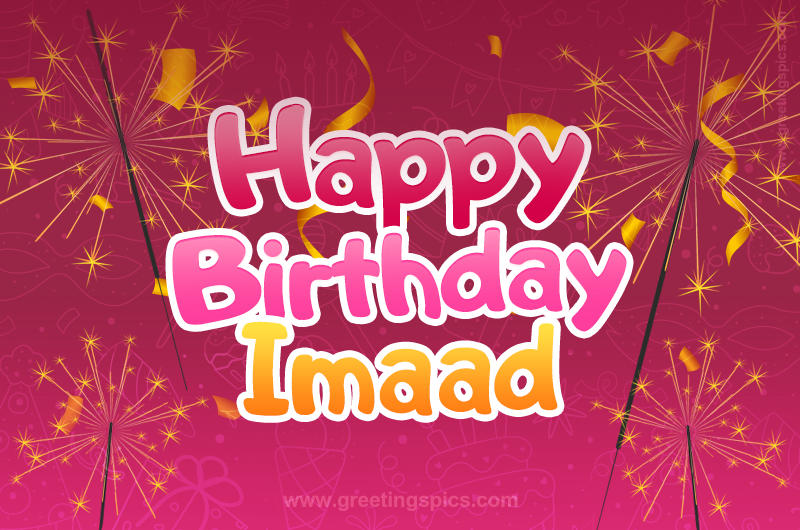 Happy Birthday Imaad Image with sparklers