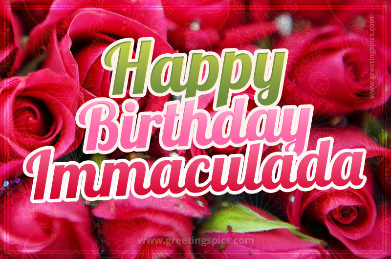 Happy Birthday Immaculada beautiful Image with red roses