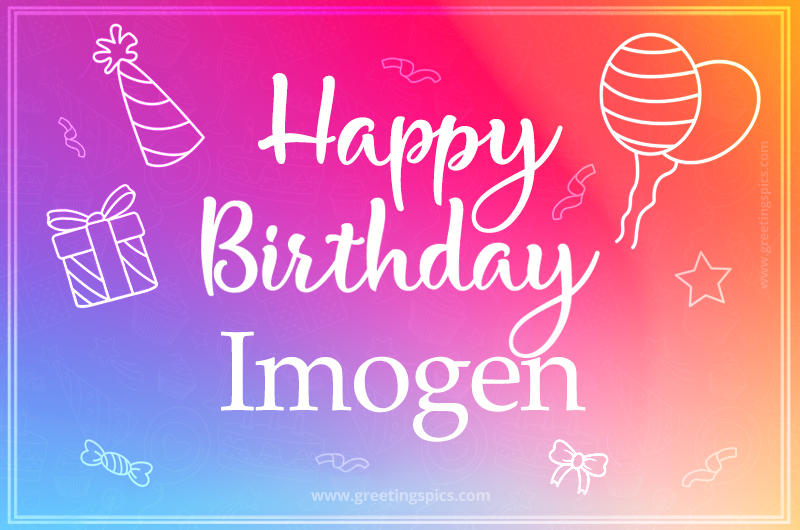 Colorful Happy Birthday Card For Imogen