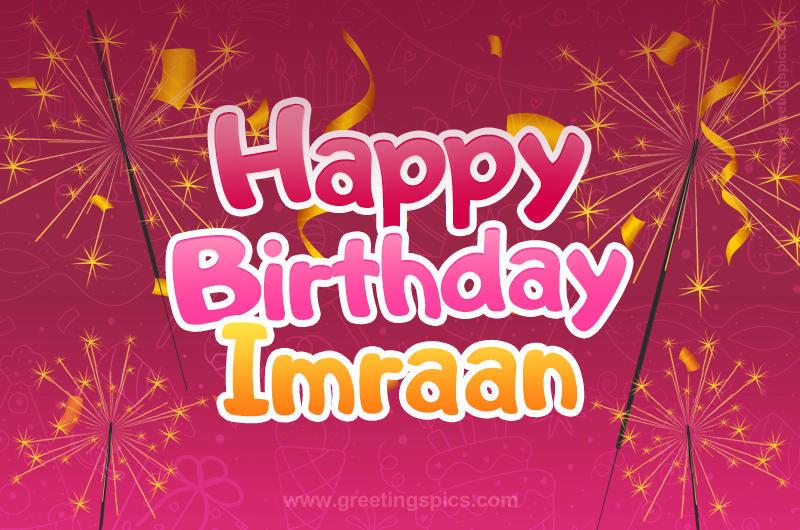 Happy Birthday Imraan Image with sparklers