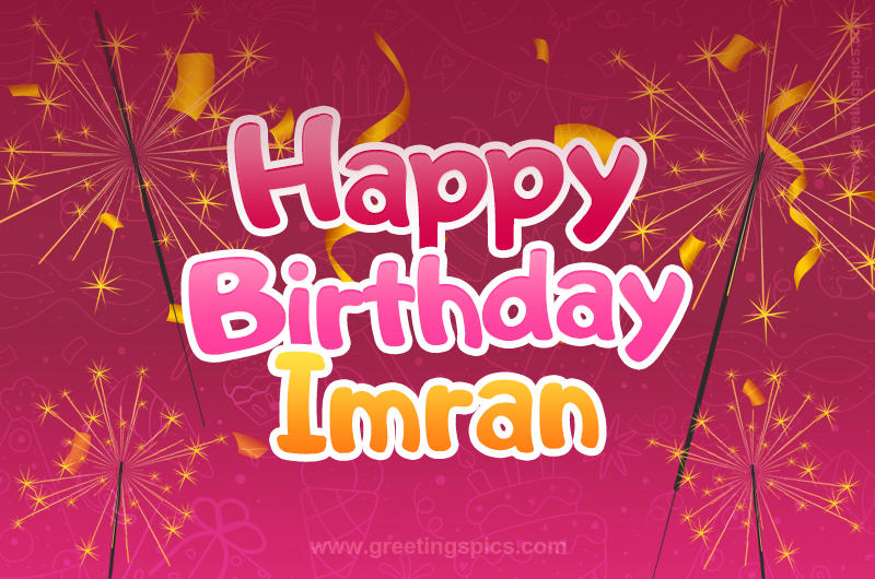 Happy Birthday Imran Image with sparklers