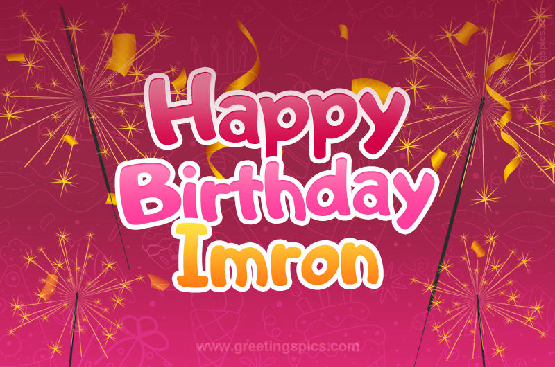 Happy Birthday Imron Image with sparklers