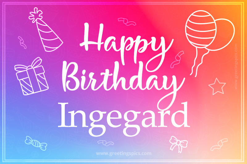 Colorful Happy Birthday Card For Ingegard