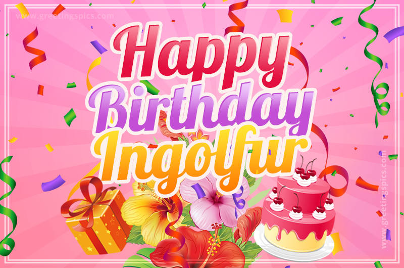 Beautiful Birthday Card for Ingolfur with pink background