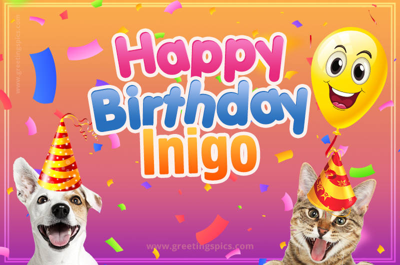 Happy Birthday Inigo Funny Image with cat and dog