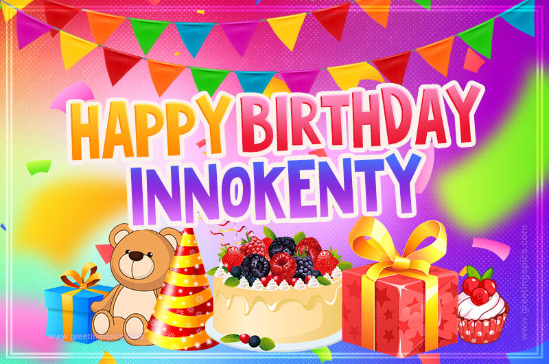 Bright card with Wishes for a Happy Birthday for Innokenty