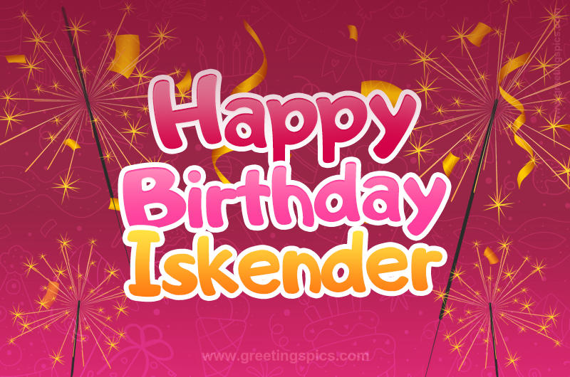 Happy Birthday Iskender Image with sparklers