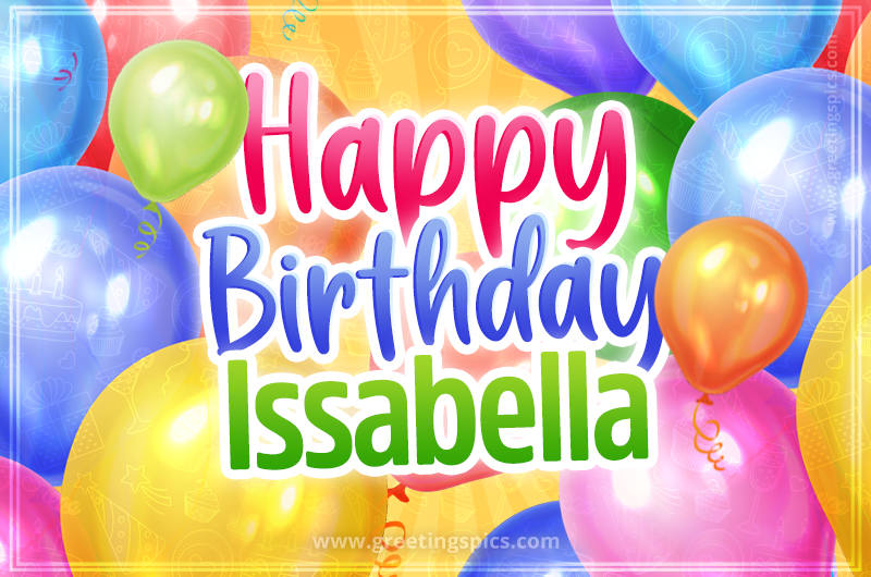 Happy Birthday Issabella Image with colorful balloons