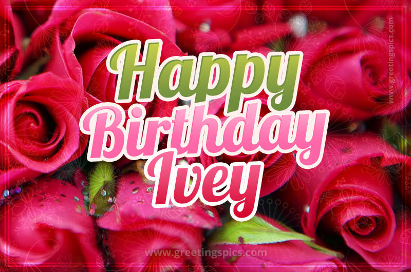 Happy Birthday Ivey beautiful Image with red roses