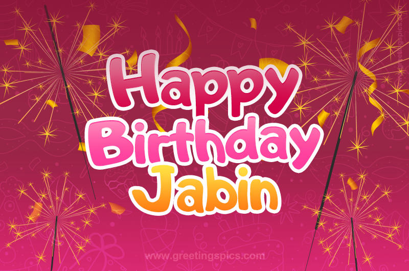 Happy Birthday Jabin Image with sparklers