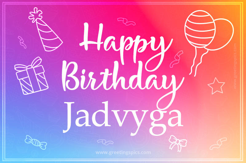 Colorful Happy Birthday Card For Jadvyga