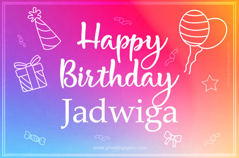 Colorful Happy Birthday Card For Jadwiga