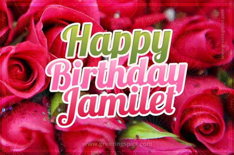 Happy Birthday Jamilet beautiful Image with red roses