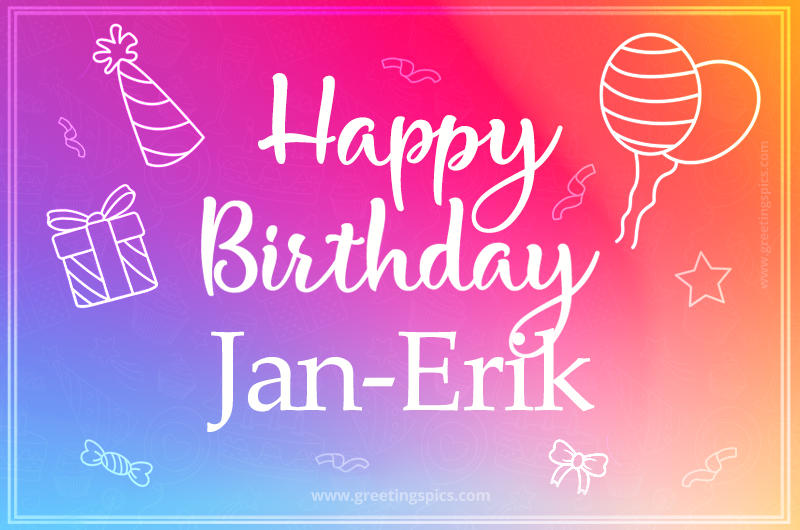 Colorful Happy Birthday Card For Jan-Erik