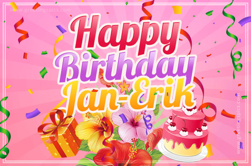 Beautiful Birthday Card for Jan-Erik with pink background