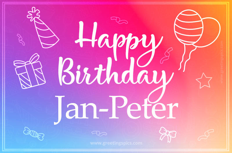 Colorful Happy Birthday Card For Jan-Peter