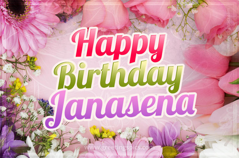 Happy Birthday Janasena Picture with beautiful flowers