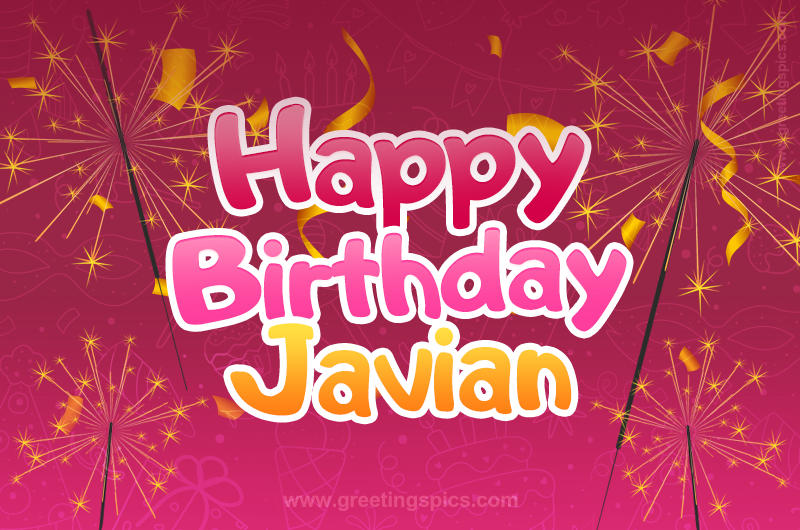 Happy Birthday Javian Image with sparklers