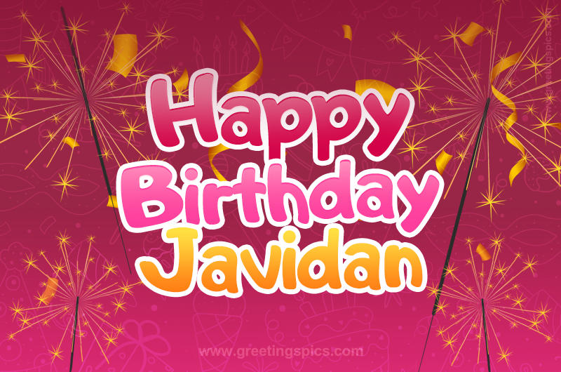 Happy Birthday Javidan Image with sparklers