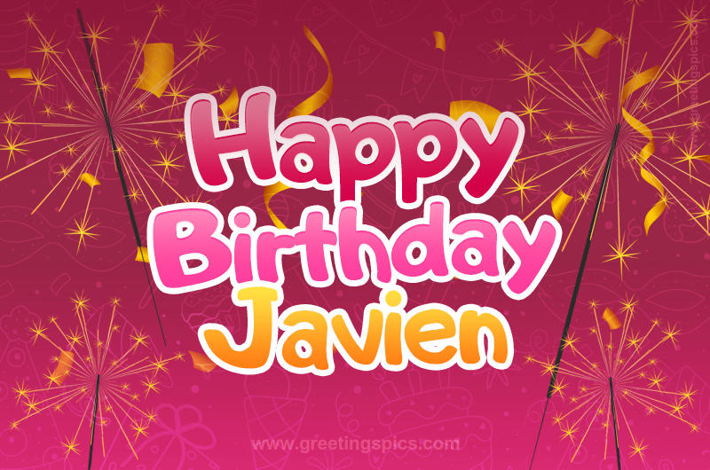 Happy Birthday Javien Image with sparklers