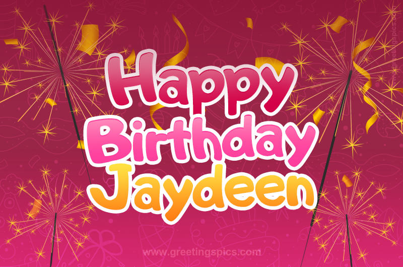 Happy Birthday Jaydeen Image with sparklers