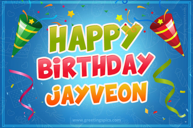 Happy Birthday Jayveon picture with confetti and party poppers