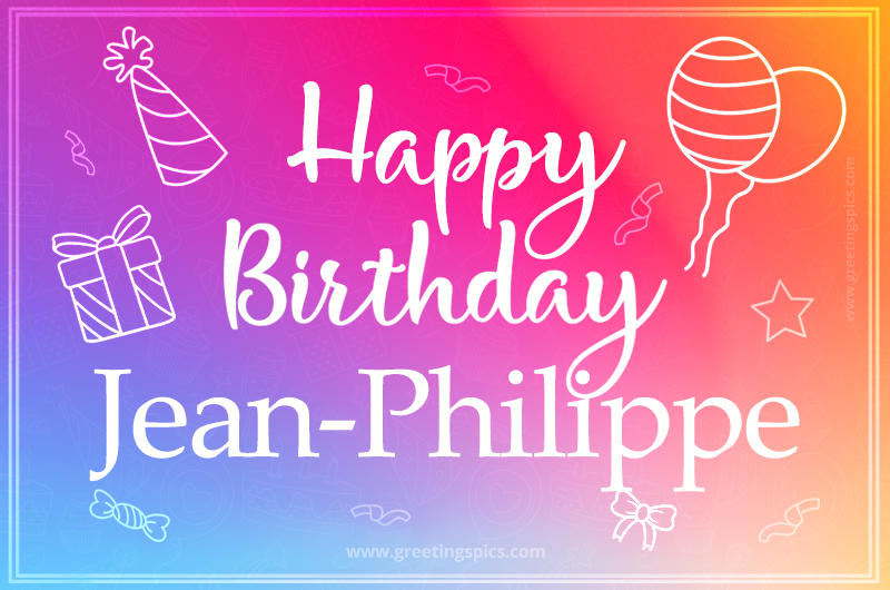 Colorful Happy Birthday Card For Jean-Philippe