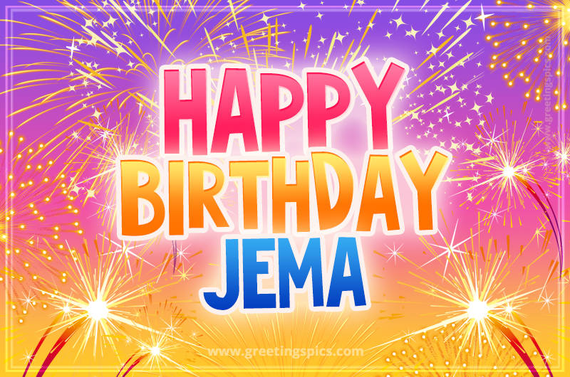 Happy Birthday Jema Picture with fireworks