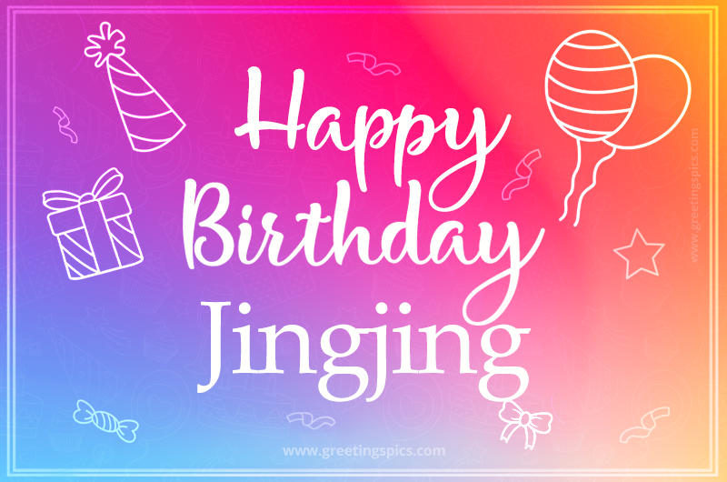 Colorful Happy Birthday Card For Jingjing