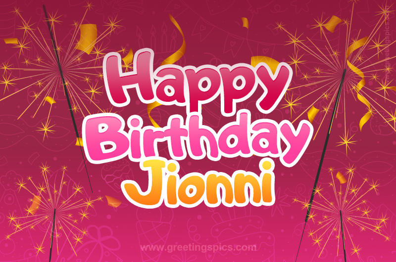 Happy Birthday Jionni Image with sparklers