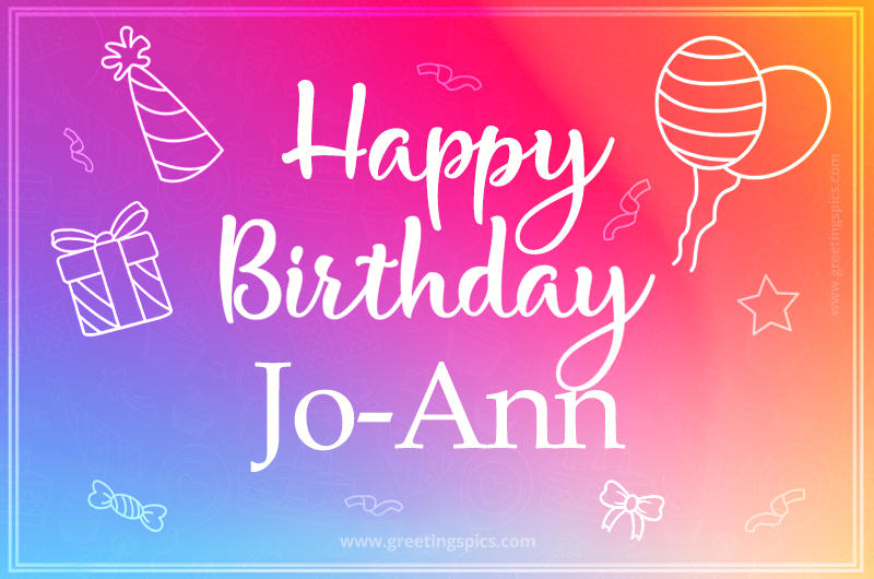 Colorful Happy Birthday Card For Jo-Ann