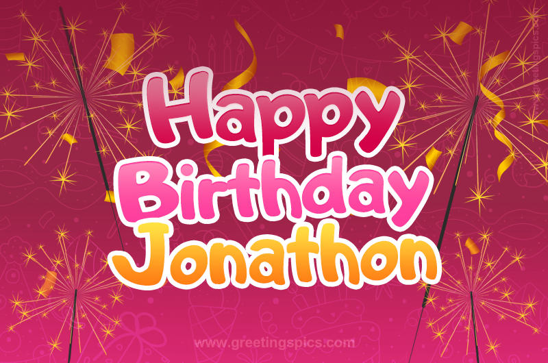 Happy Birthday Jonathon Image with sparklers