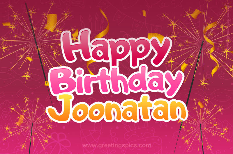 Happy Birthday Joonatan Image with sparklers