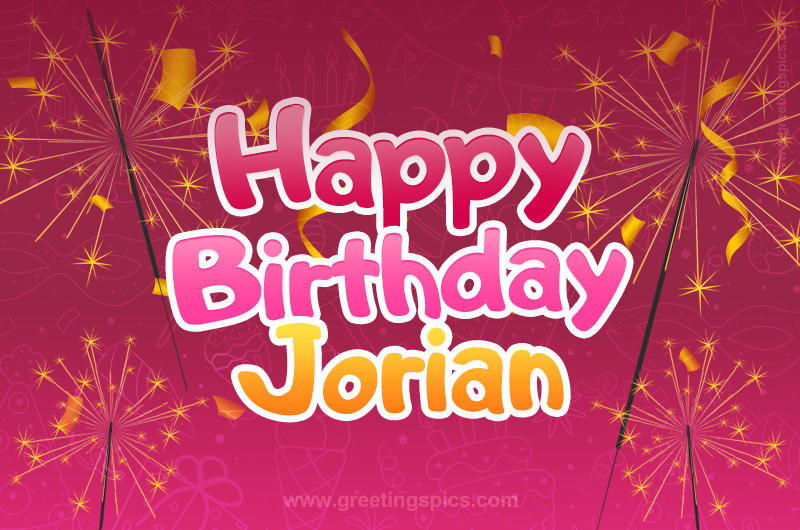 Happy Birthday Jorian Image with sparklers