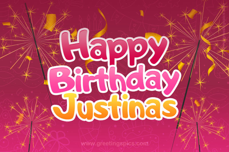 Happy Birthday Justinas Image with sparklers