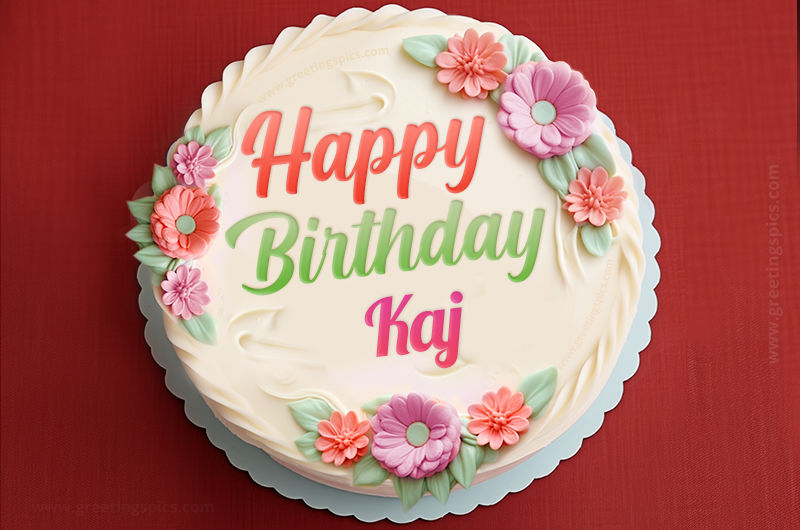 Happy Birthday Kaj Cake Image With Name