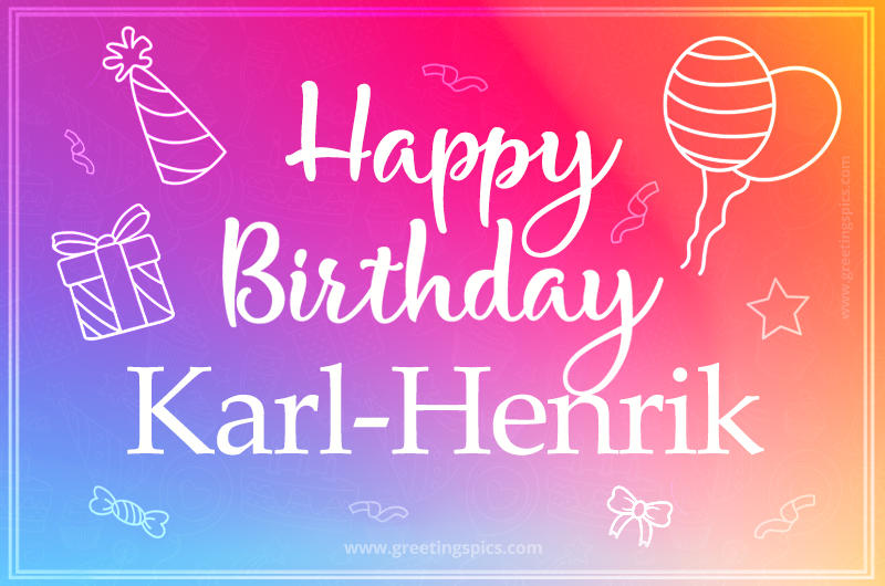 Colorful Happy Birthday Card For Karl-Henrik