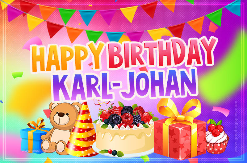 Bright card with Wishes for a Happy Birthday for Karl-Johan