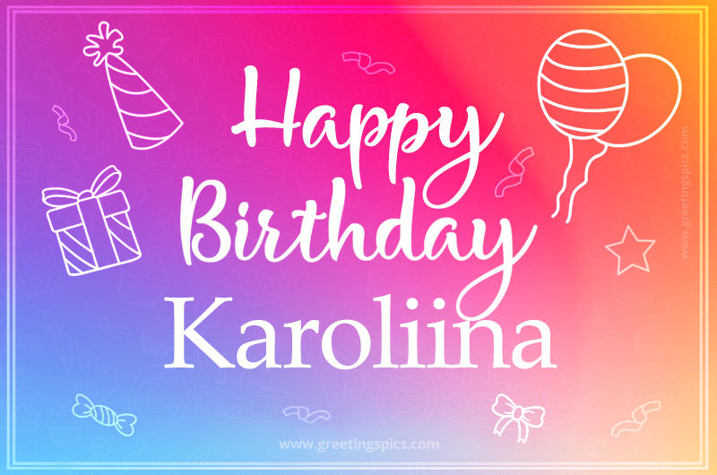 Colorful Happy Birthday Card For Karoliina