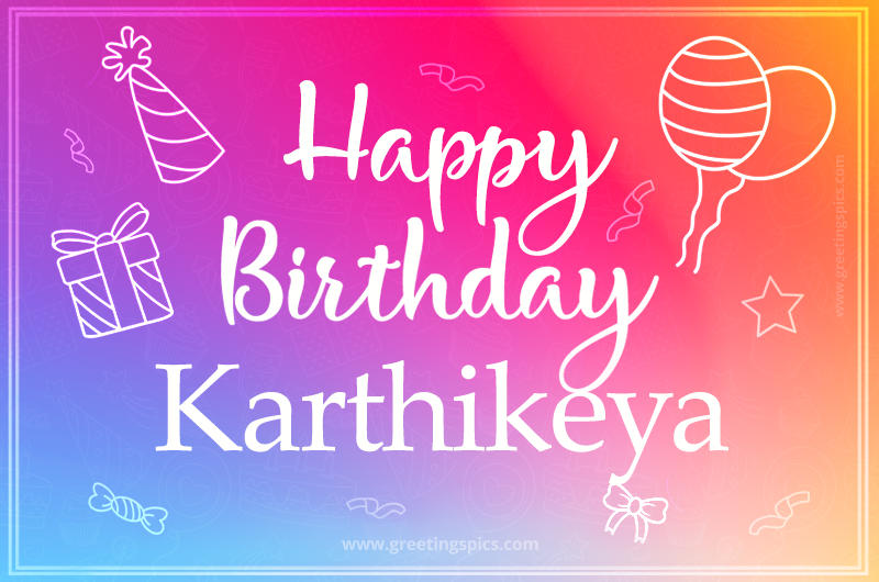 Colorful Happy Birthday Card For Karthikeya