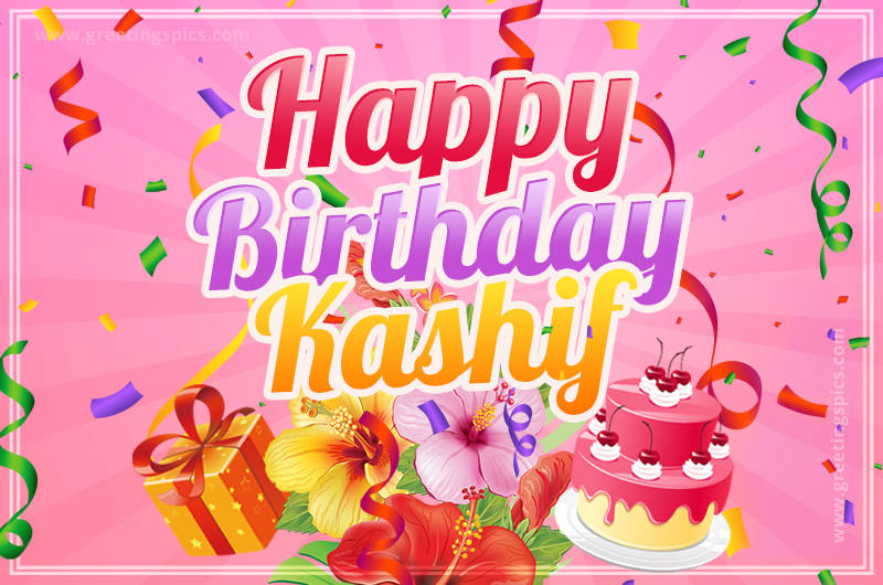 Beautiful Birthday Card for Kashif with pink background