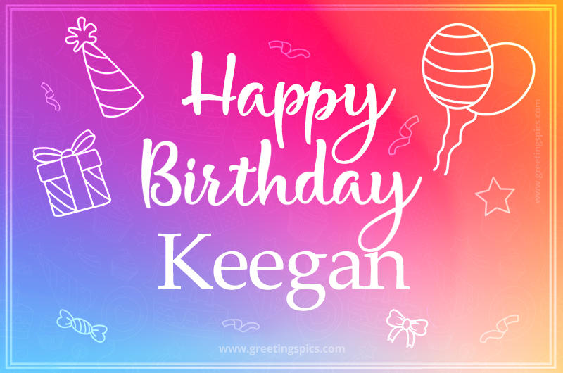 Colorful Happy Birthday Card For Keegan